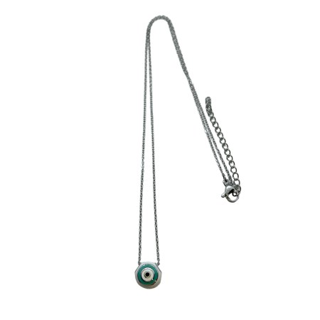 necklace steel silver eye bead white1